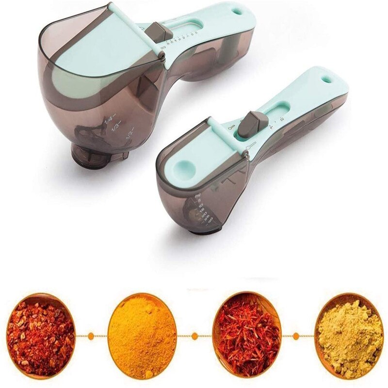 1/2Pc Kitchen Gadgets Adjustable Measuring Scoop Plastic Scale Gauge Baking Supplies Portable Metering Spoon Kitchen accessories