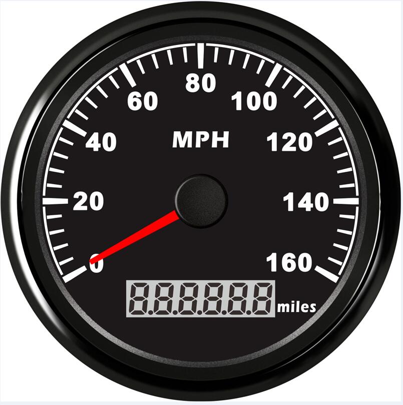 1pc tachimetro GPS calibri odografo 0-160MPH milometri di velocità 9-32V 316L castone uso per auto con retroilluminazione rossa e Antenna GPS: BN