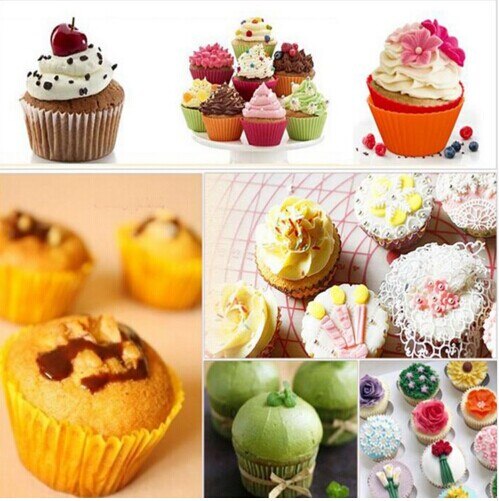 6 Stks Cupcake Liners Mold Ronde Vorm Siliconen Vormpjes Cake Pan Vorm naar Bakvorm Bakvormen Maker Mold Lade Bakken Tools