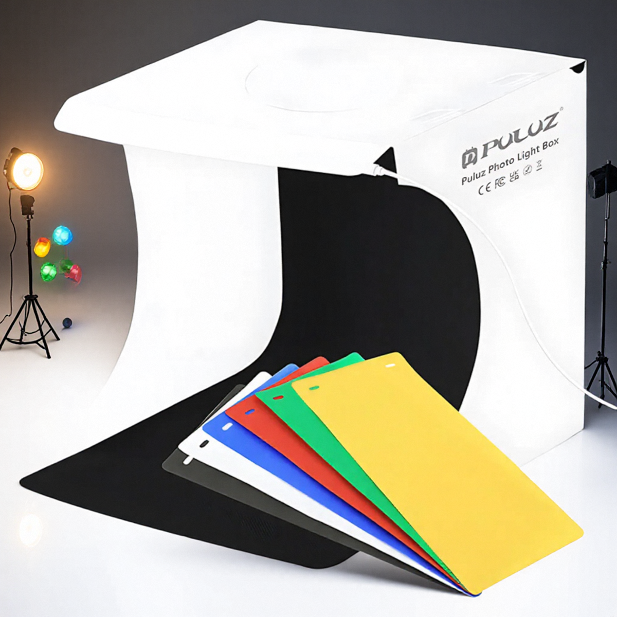 Mini Studio 20 cm tragbare faltbare Softbox LED-Lichtbox, Beleuchtung für Stillleben und Produktfotografie, 6 farbige Hintergründe: Default Title