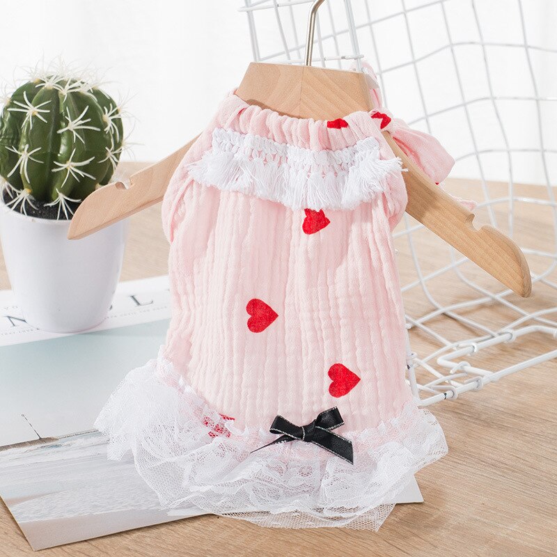 Cienki pies netto welon niż miś małe psy kot ubrania wiosenne: Love - pink / XL