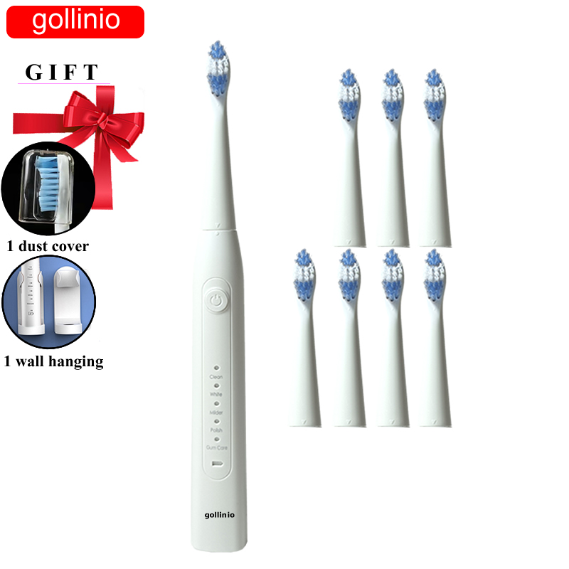Gollinio Electric Toothbrush usb fast charging GL09F Adult teeth brush Rechargeable smart Replacement Head