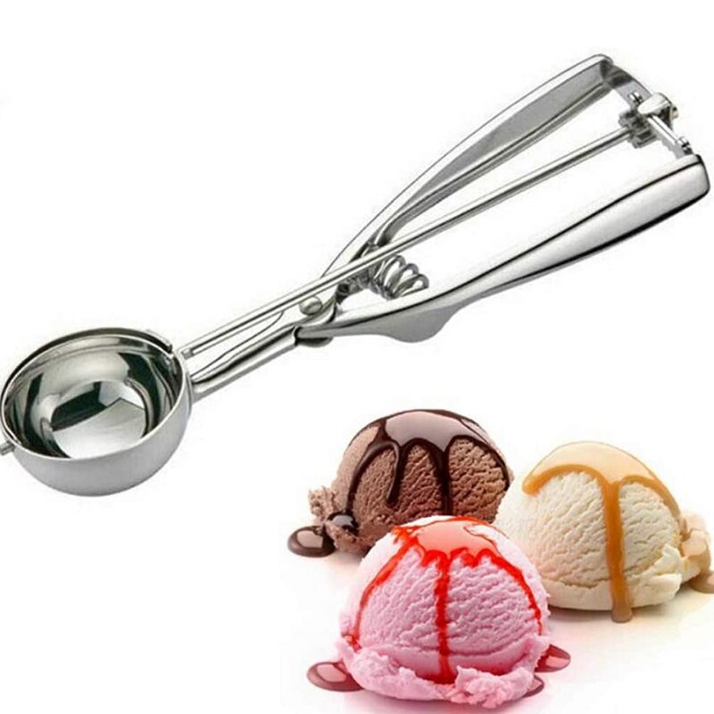 3Pcs Ice Cream Scoop Trigger Cookie Spoon Baller Melone In Acciaio Inox Pasta Cucchiaio