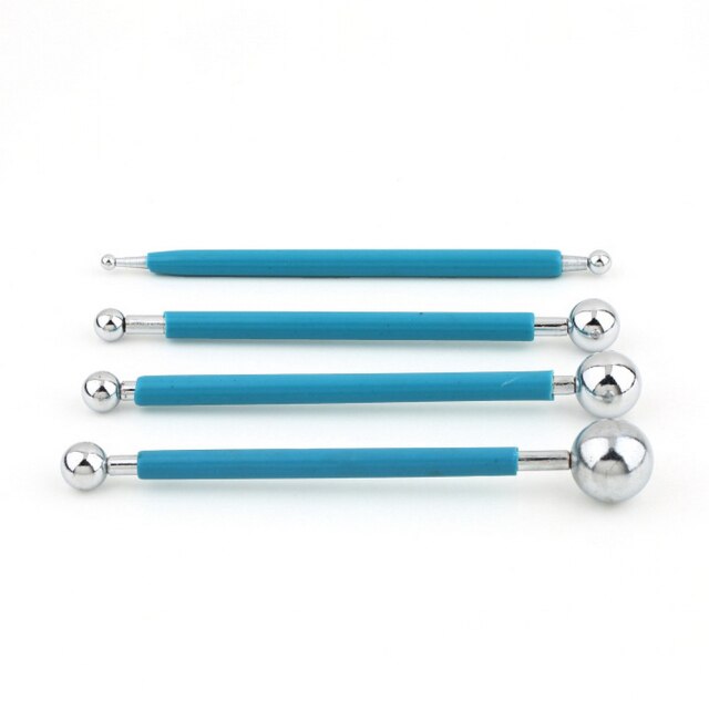 4 Pcs Fondant Cake Flower Metal Ball Modelling Decor Sugar Craft Tools Set: Default Title