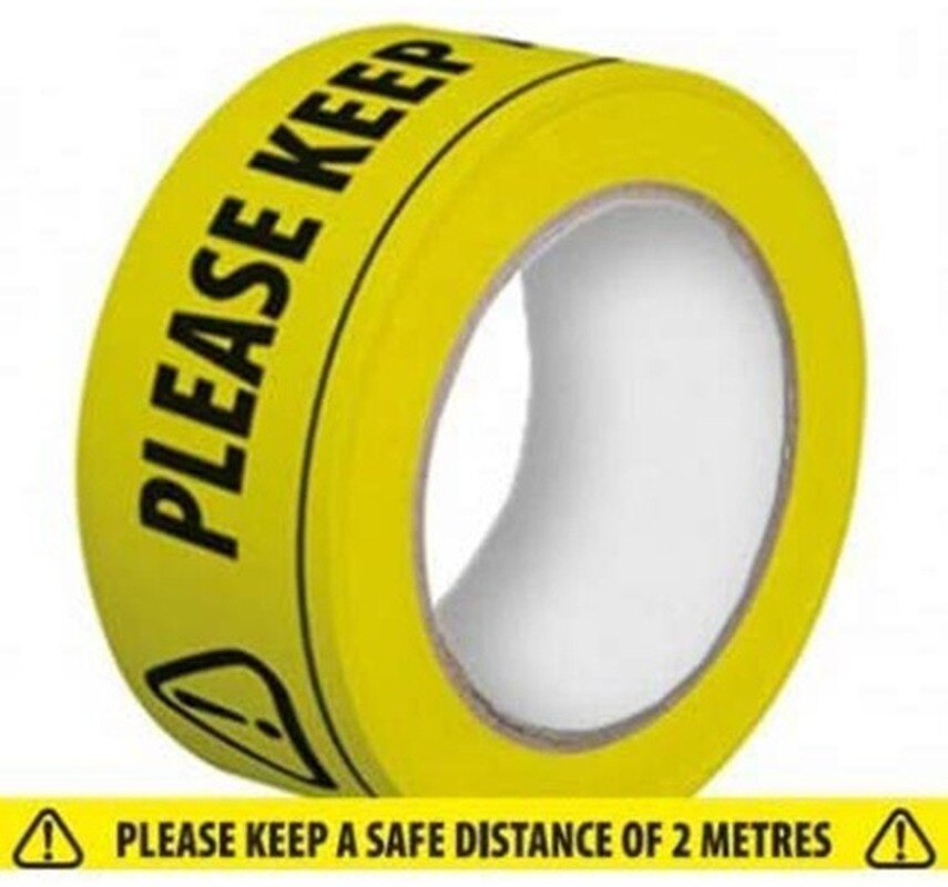 Warning Tape Isolation Tape Yellow Keep 2 Meters Away Sign Safety and Conspicuous Tape 33mx48mm