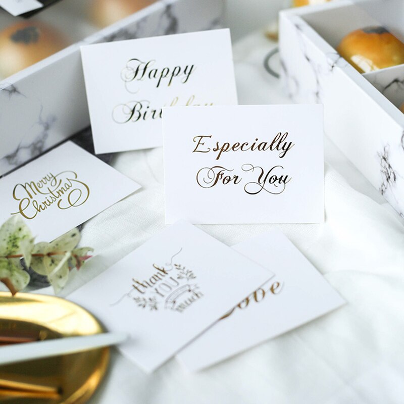 40 Stks/partij Mini Stamping Woorden Wenskaart Versieren Kaart Huwelijksuitnodiging Dank U Kaart