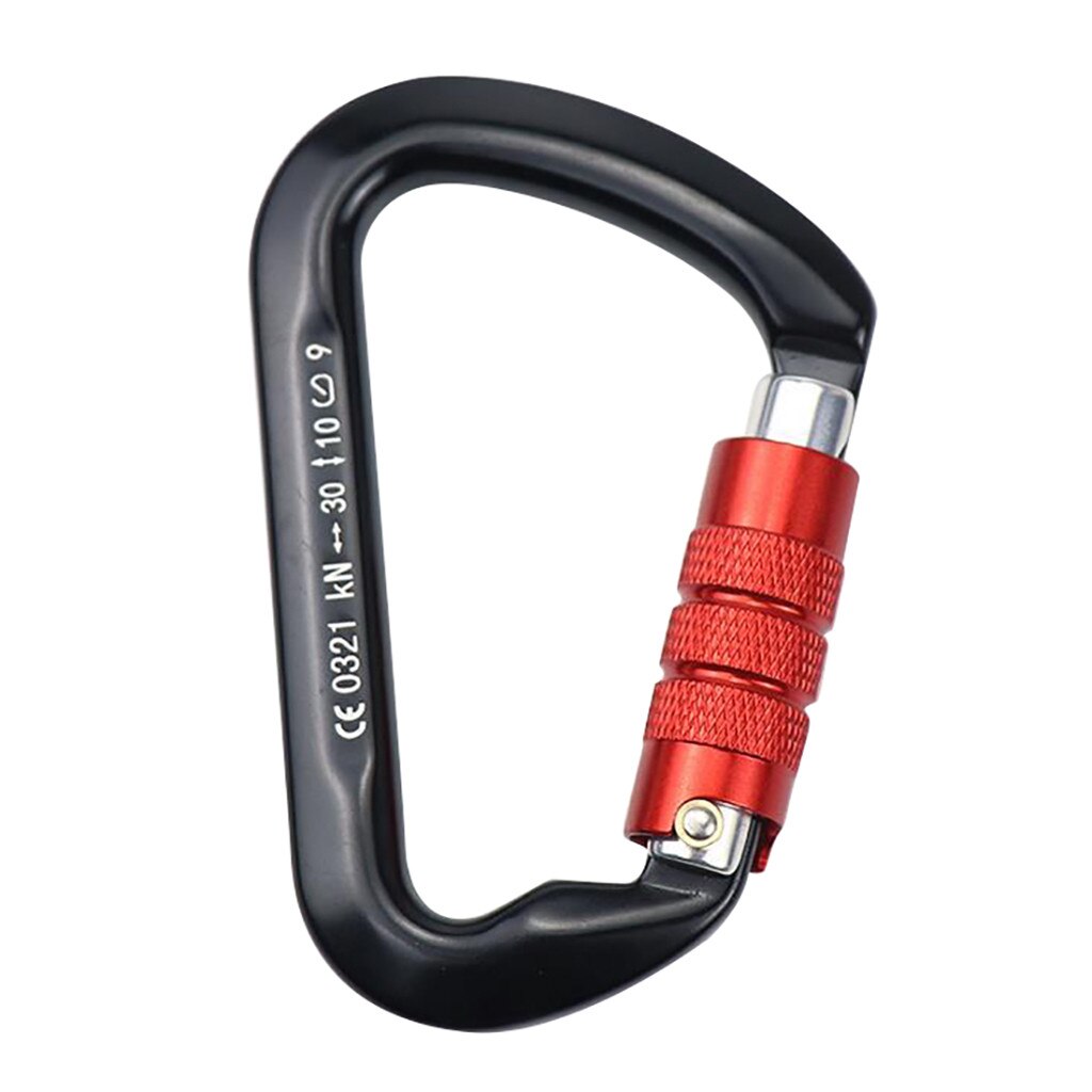 Outdoor Climbing Equipment Accessor Safety Lock Aviation Aluminum Carabiner D Shape Buckle Pack 30kn Keychain Automatic Jy6: Black