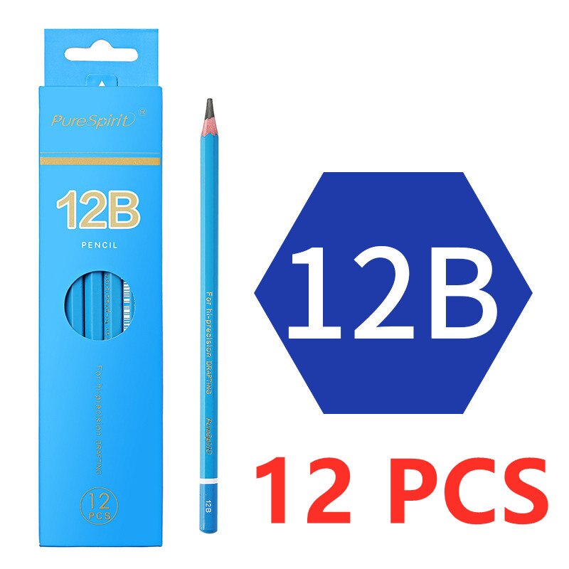 12 pcs/box pencil 2B to 14B Full range of art pencils student painting pen sketch pen wooden charcoal pencil: A14