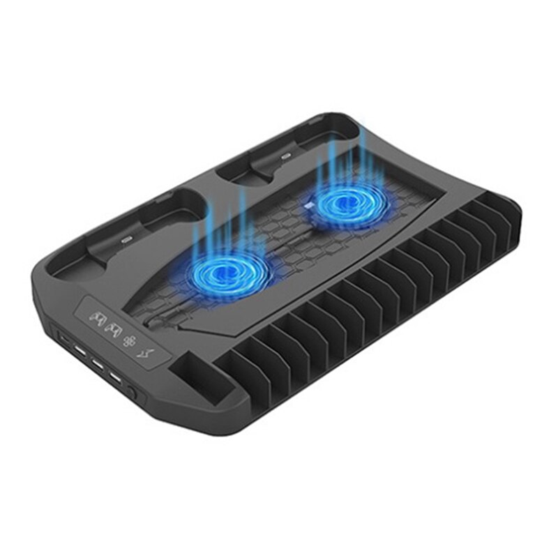For PS5 Host Universal Multi-Function Cooling Fan Base, With Disc Storage Rack For PS5 Game Handle Two Chargers