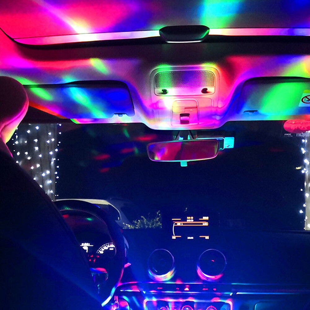 Decoratie Mini Kleurrijke Auto-interieur Muziek Usb Draagbare Projector Roterende Party Kleurrijke Led Sfeer