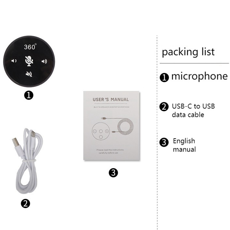 USB Speakerphone 360° Omnidirectional Microphone Portable Conference Speaker Supports Bluetooth 5.0 Driver-Free