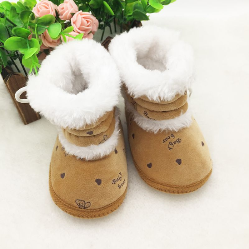 Fleece Winter Bootie Warme Baby Schuhe Stiefel Mädchen Boy Print Schnee Booties Gleitschutz Kinder Flache Krippe Schuhe: K / 0-6 Monate