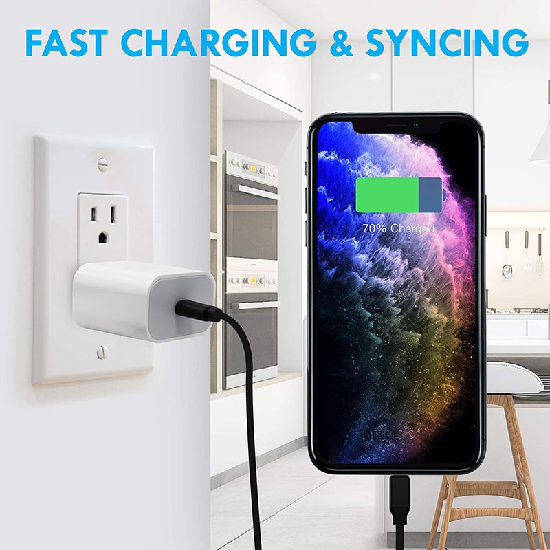 20W For iPhone Charger USB C2C C2L Adapter Travel PD fast charger QC3.0 for Apple Cable for iPhone 12 mini 11 Pro Max