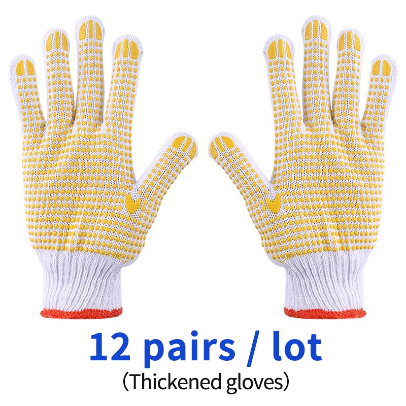 12 pairs Silicone Protective Safety Construction Gloves Multi Function Cut Proof Anti Vibration Glove Construction Factory glove: Thickened(yellow)