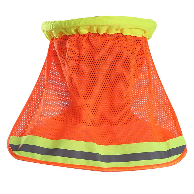 Hjelm solskærm halsskærm reflekterende stribe mesh åndbar hals solskærm til sikkerhedshjelme (hjelm medfølger ikke): Orange ingen hjelme