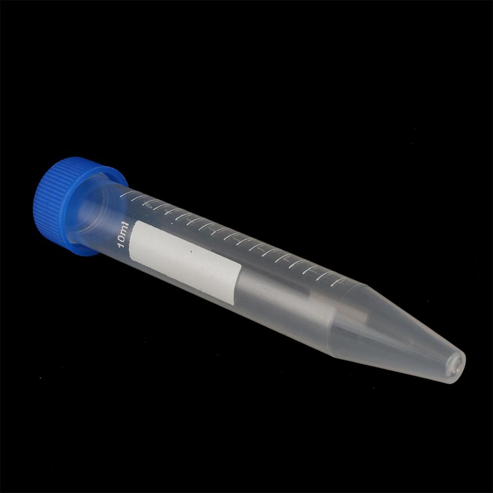 10ML Plastic Transparent Centrifuge Tube Screw Cap Cone Bottom Laboratory Vial Container Free-standing Lab Sample Analysis 5 Pcs