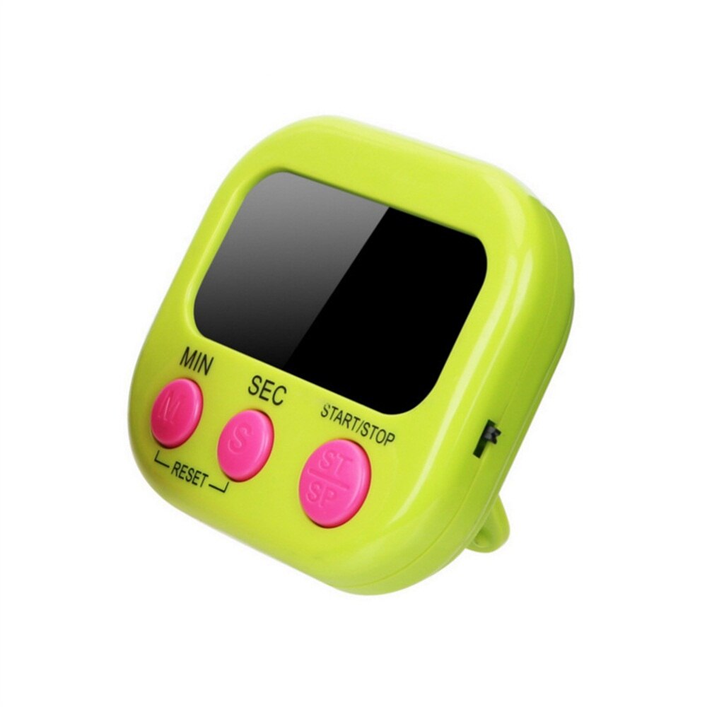 1PCS Digital Kitchen Timer Magnetic Backing Stand Countdown Alarm Mini LCD Big Digits Loud Alarm For Cooking Baking Sports Games: Green
