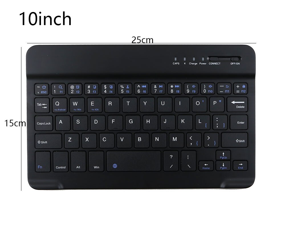Mini Ultra Slim Wireless Bluetooth Keyboard 7/9/10 Inch Bluetooth 3.0 Keyboard For Ipad Phone Tablet With Windows/Android/iOS: 10 inch Black