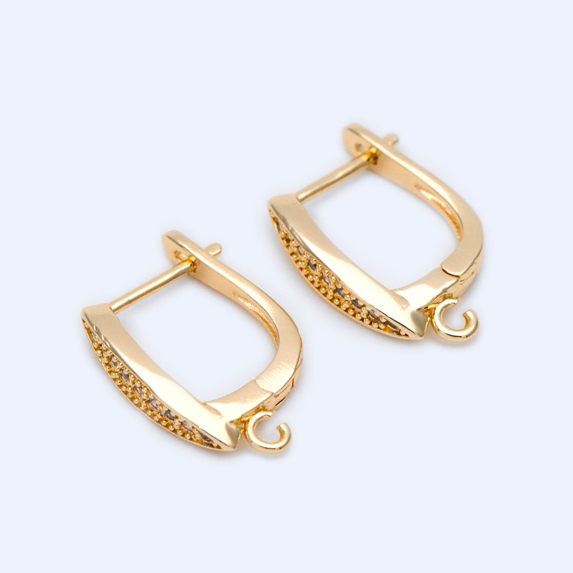 10 Pcs Cz Verharde Gold Klik-In Stijl Lever Terug Earring Wires Met Open Jump Ring, oorbel Bevindingen (GB-1198)