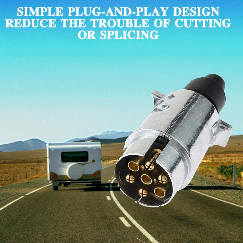 European style car 7-hole plug trailer adapter converter truck interface motorhome power cord socket waterproof connector