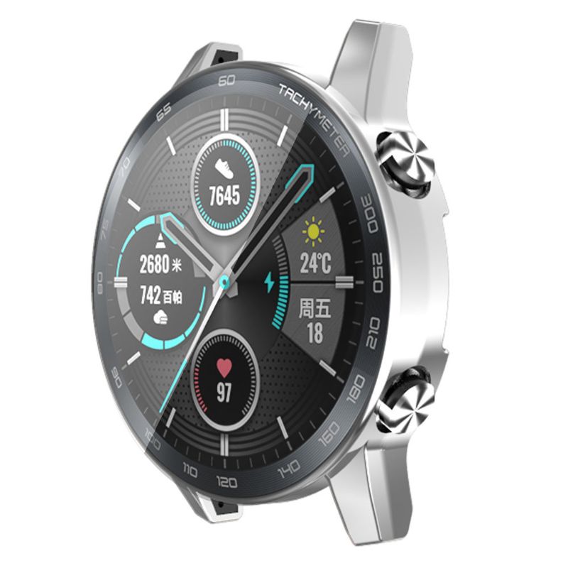 Galvanik TPU Uhr Abdeckung Hülse Bildschirm Schutz fallen für Honor Magie 2 46mm Smartwatch Zubehör: Silber-