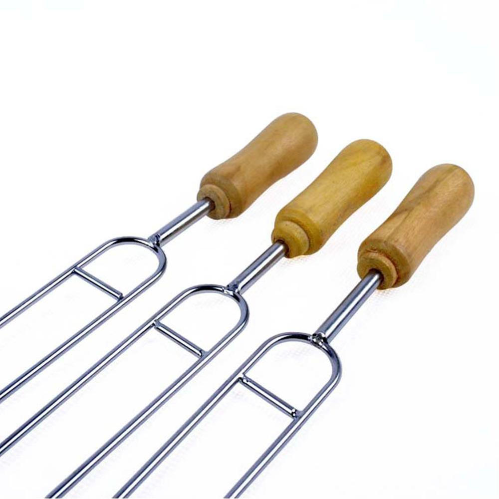 6 stk rustfrit stål u-formet grill lodning gaffel nål grill grillspyd metal spyd dobbelt spidser grillværktøj