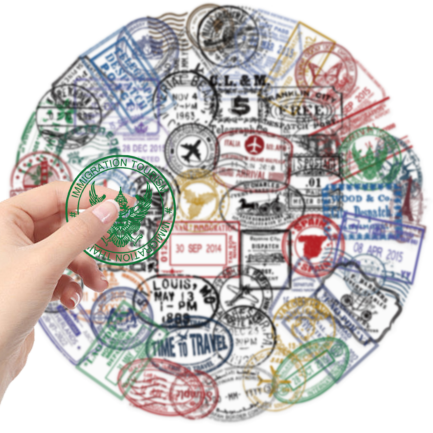 60Pcs Transparent stamp Stickers Fresh Stamp Pet Decals For Phone Laptop Suitcase Notebook Skateboard Waterproof Stickers