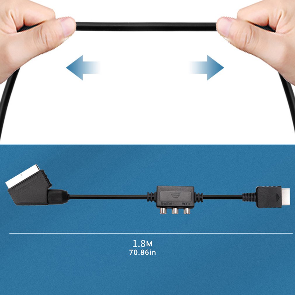 1.8m RGB Scart Cable For Sony Playstation PS1 PS2 PS3 TV AV Lead Replacement Connection Game Cord Wire for PAL/NTSC Consoles