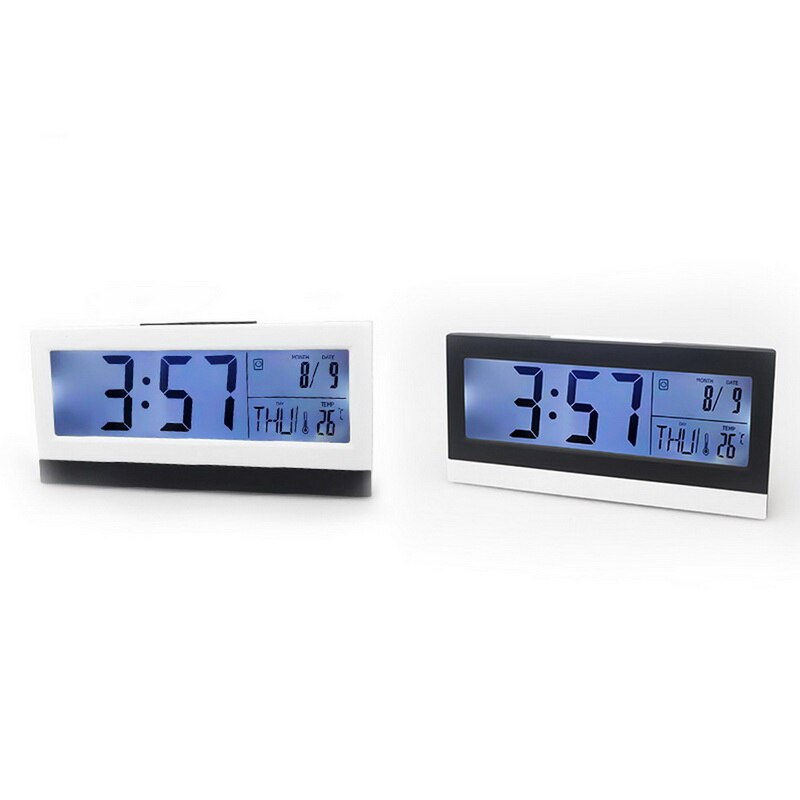1pc Desk Digital Alarm Clock Time Temperature Date Humidity Display Night Light Perpetual Calendar Backlight Display