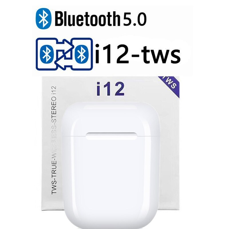 J18 TWS Bluetooth écouteurs sans fil casque pour Smartphone Sports en plein air positionnement tactile Popup stéréo HD micro casques: I12-White