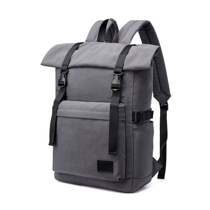 Vzva 2020 mænds rygsæk afslappet college stil lærred vandtæt college student skoletaske business computer rygsæk: Grå