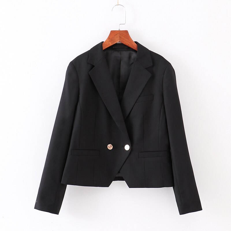 Chaqueta Formal japonesa de manga larga para mujer, traje corto con bolsillos para chica, abrigo, uniformes de escuela secundaria JK, 2 colores: Negro / XL