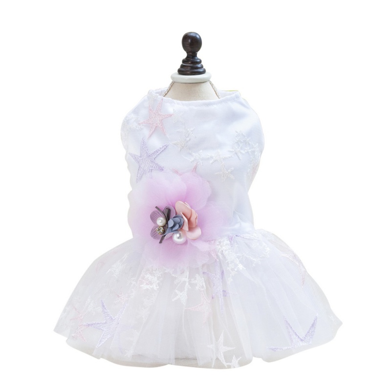 Sommer hunde kjoler forår søstjerne nederdel prinsesse stil blomst mesh brudekjoler tøj til kæledyr