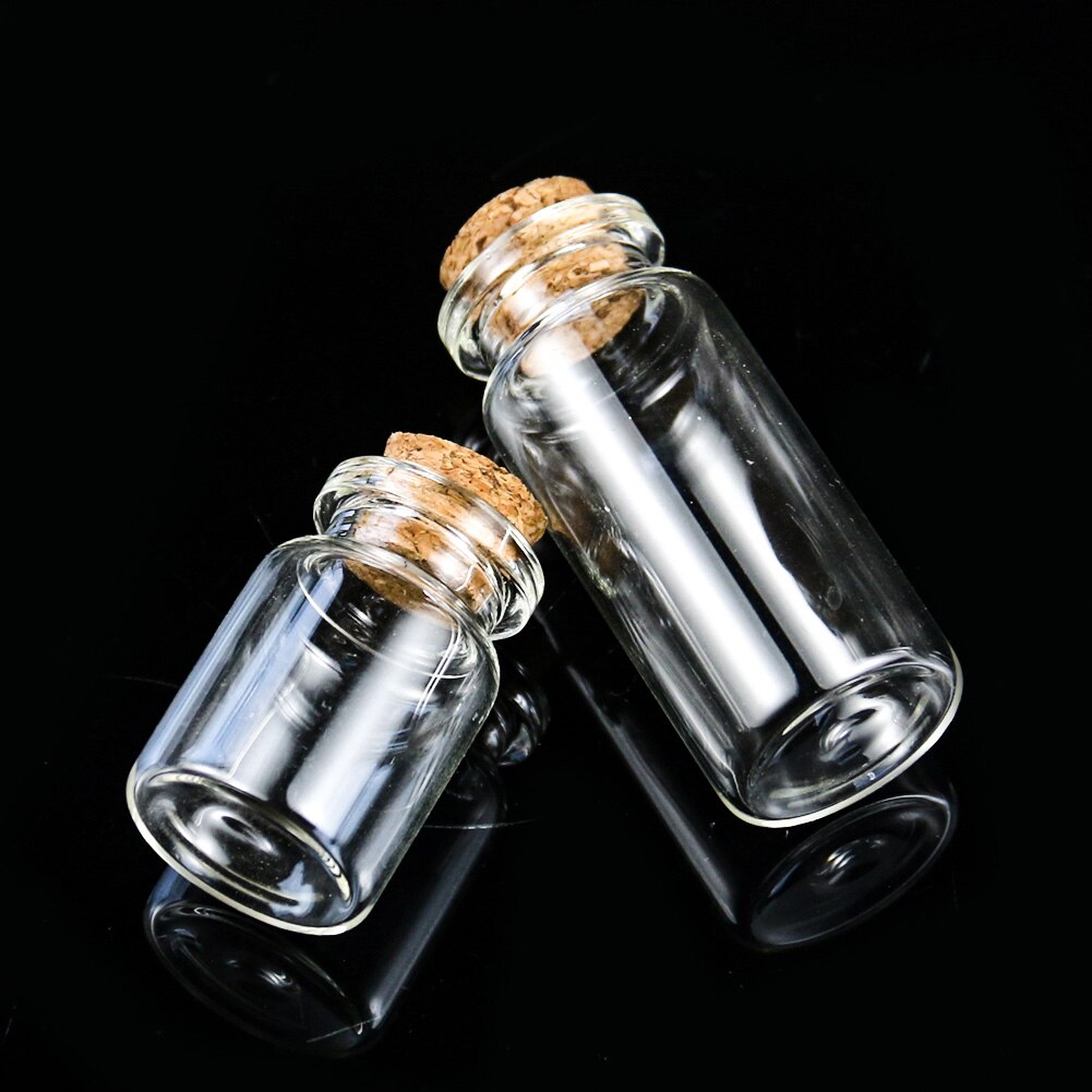 1 st 5/10/20ml önskande flaskglas meddelande flaskor burkar med lock drivande flaska korkpropp mini transparent glasflaska