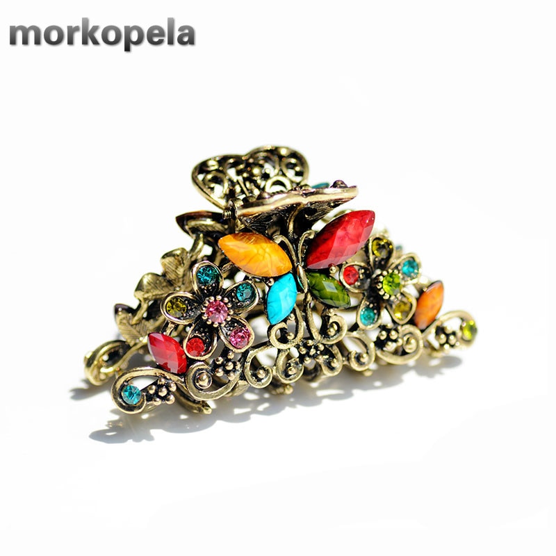 Morkopela Vintage Vlinder Haar Klauw Krab Vrouwen Metalen Haar Clip Accessoires Rhinestone Haarspelden Sieraden