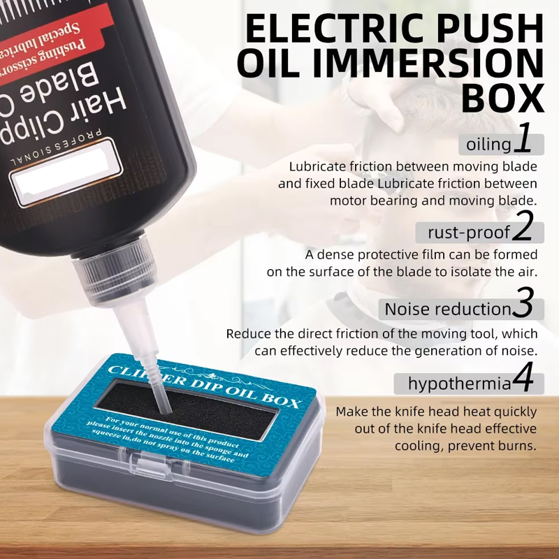 Caja de aceite lubricante para cortadora de pelo, hoja de aceite, prevención de óxido, reparación de protección, empuje eléctrico, caja de almacenamiento de aceite para barbería