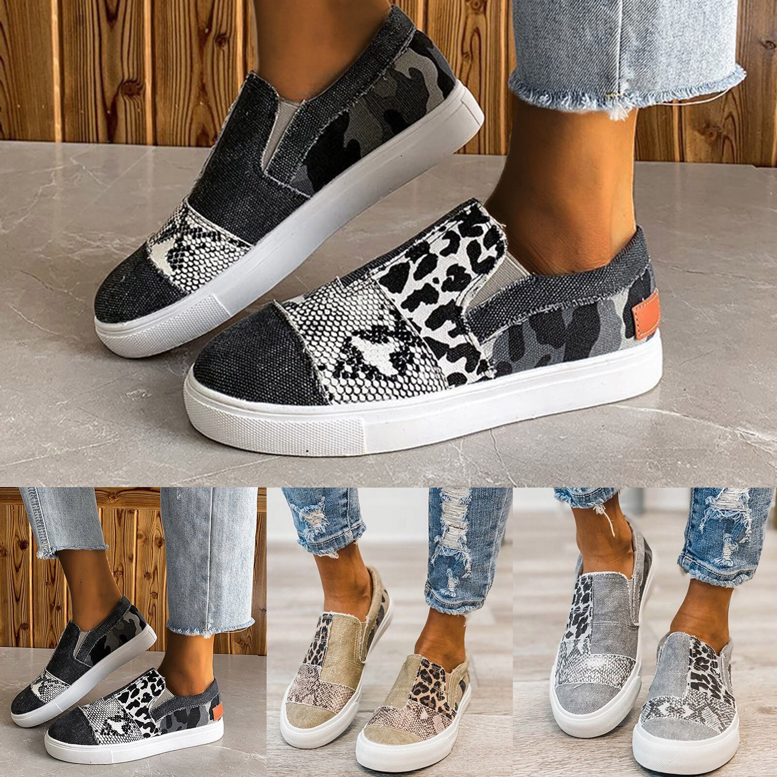 Baskets en toile de pour femmes, chaussures d'extérieur plates, grande taille,