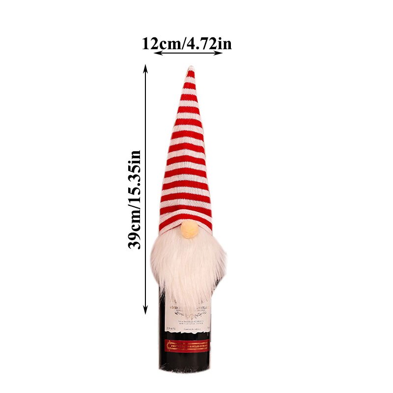 Bolsas navideñas para botellas de vino, envoltura de lana de punto sin rostro de Santa, cubierta de botella de vino tinto de Navidad, envoltura de botella de champán, decoración de Navidad