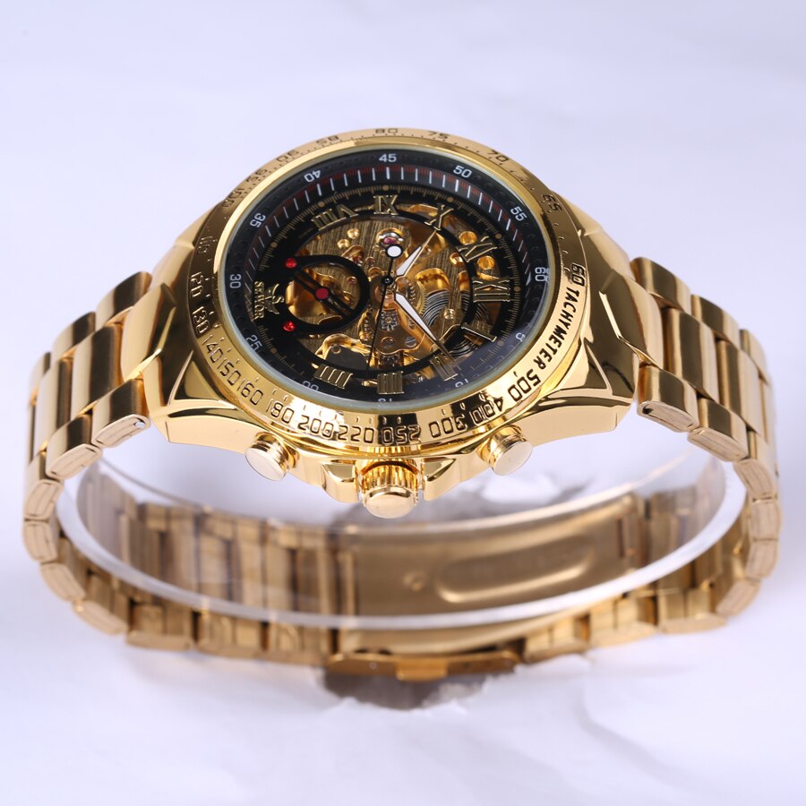 Sewor Top Horloge Mannen Zwarte Sport Horloges Roestvrij Staal Automatische Mechanische Horloges Mannen Skelet Horloge Reloj Hombre