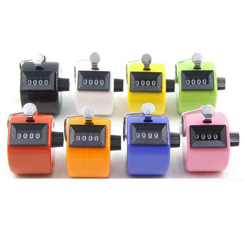 4 Digit Number Counter Clicker Hand Finger Display Manual Counting Tally Clicker Timer Soccer Golf Counter Muti color