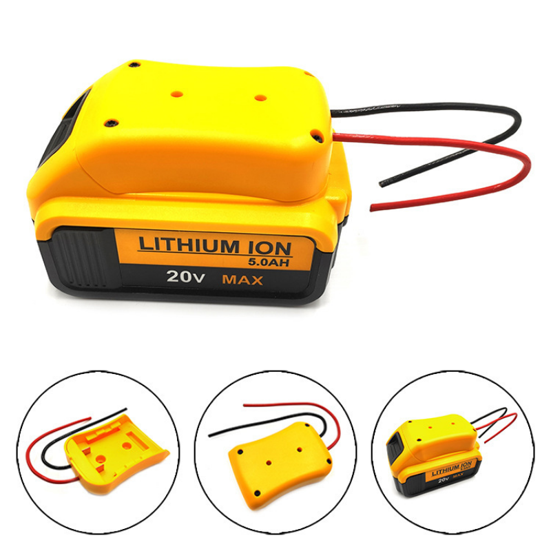 Battery Adapter for Dewalt 18V 20V MAX Battery Dock Holder Power Mount Connector with 12 AWG Home Power Tools Yellow/black