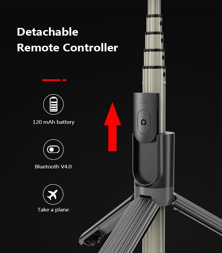 4 in 1 selfie ring light wireless Bluetooth Selfie stick mini tripod Handheld Extendable 3 Levels light selfie stick With Remote