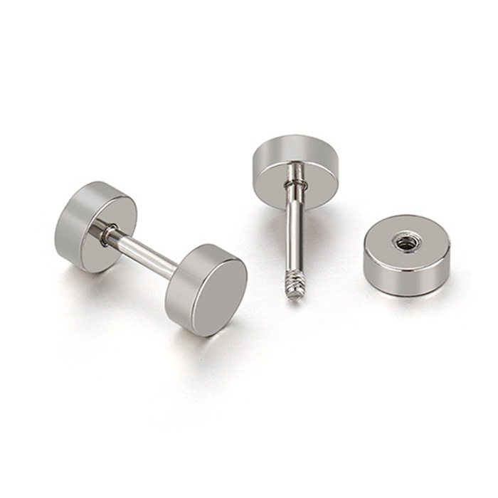 Pendientes con pasador de pastel redondo de doble cara para mujer/hombre, joyería para Piercing de cartílago de oreja de acero inoxidable, 2 uds.: Verde / Color dorado
