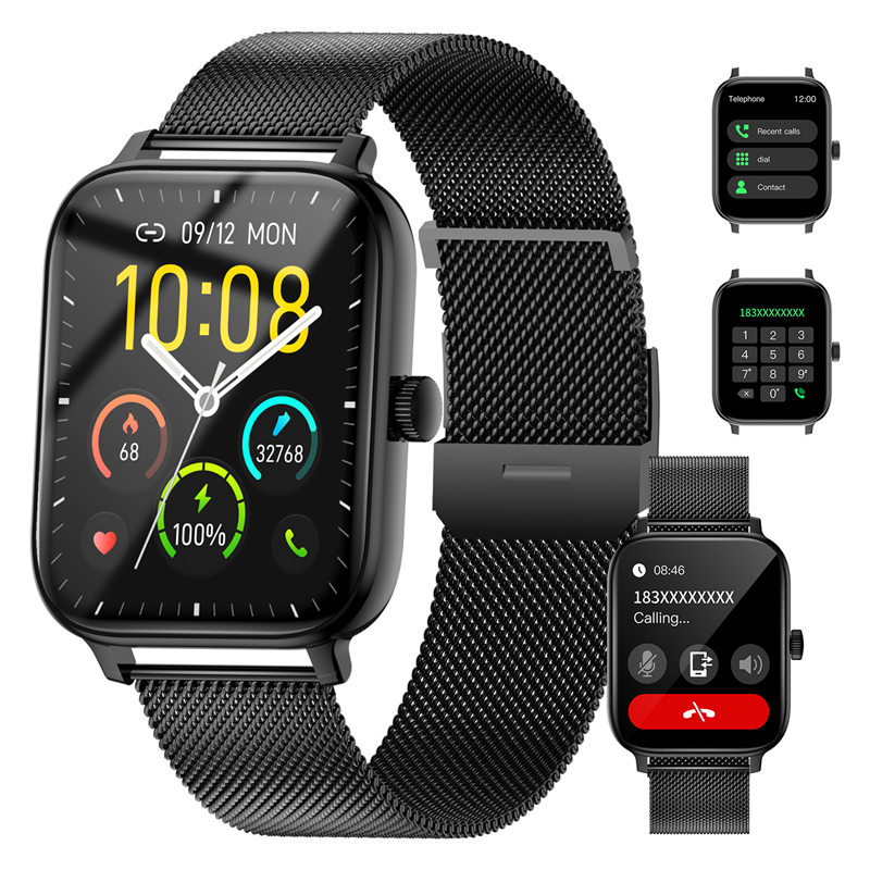 1.83 Cal sprytny zegarek robić fitnessu sportowy z ekranem dotykowym dla mężczyzn kobiet Bluetooth połączenie monitorowanie zdrowia AI głos asystent Smartwatch: biały
