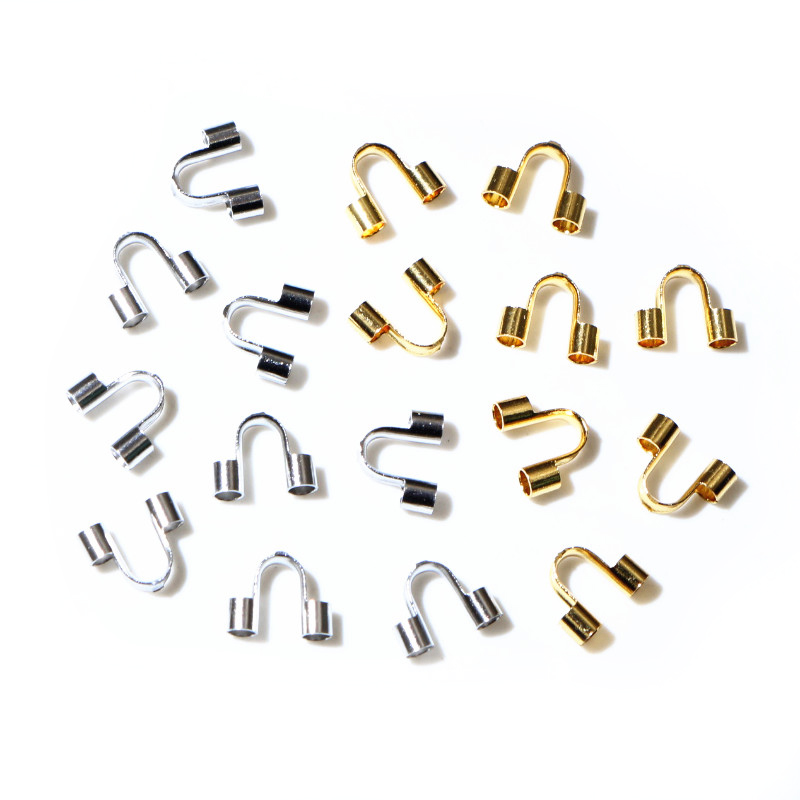 50 stuks roestvrij staal goudkleurige draadbeschermers bewaken beschermers lussen U vorm sluitingen connector voor sieraden maken