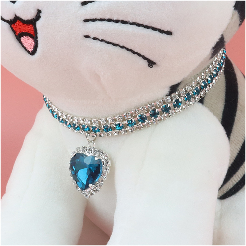 Hund skinnende rhinestone halsbånd kat hjerte diamant smykker halskæde kæledyr bling prinsesse halsbånd hvalpe forsyninger chihuahua tilbehør
