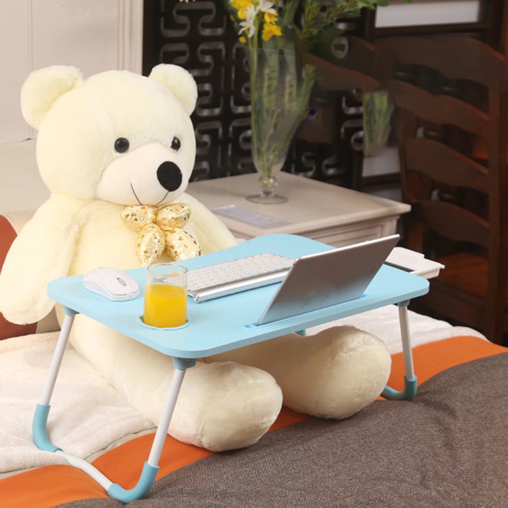 Laptopbedbureau, Draagbare Opvouwbare Laptopladetafel Met USB Oplaadpoortbekerhouder Voor Bed Bank Bank Werken Lezen