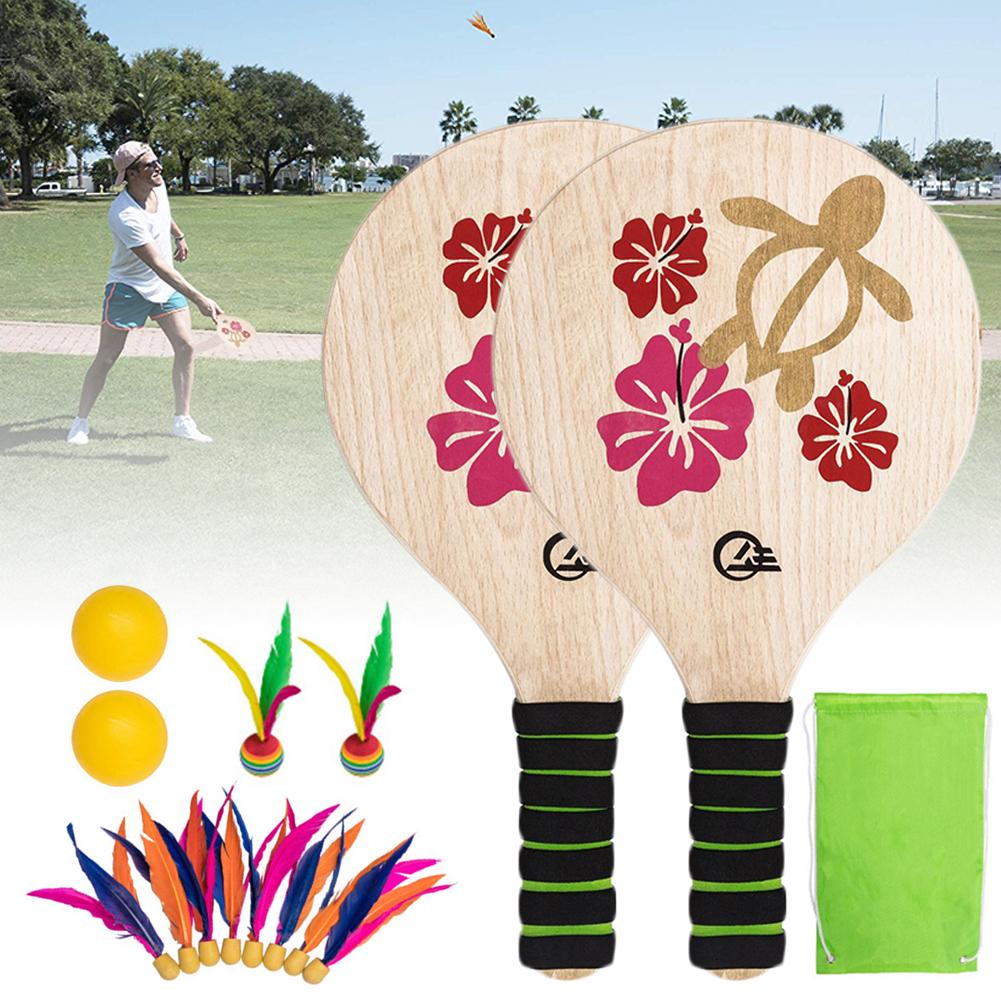 Beach paddle ball game set beach paddle badminton racket inomhus och utomhus badminton spel battledore för barn tonåringar: Default Title