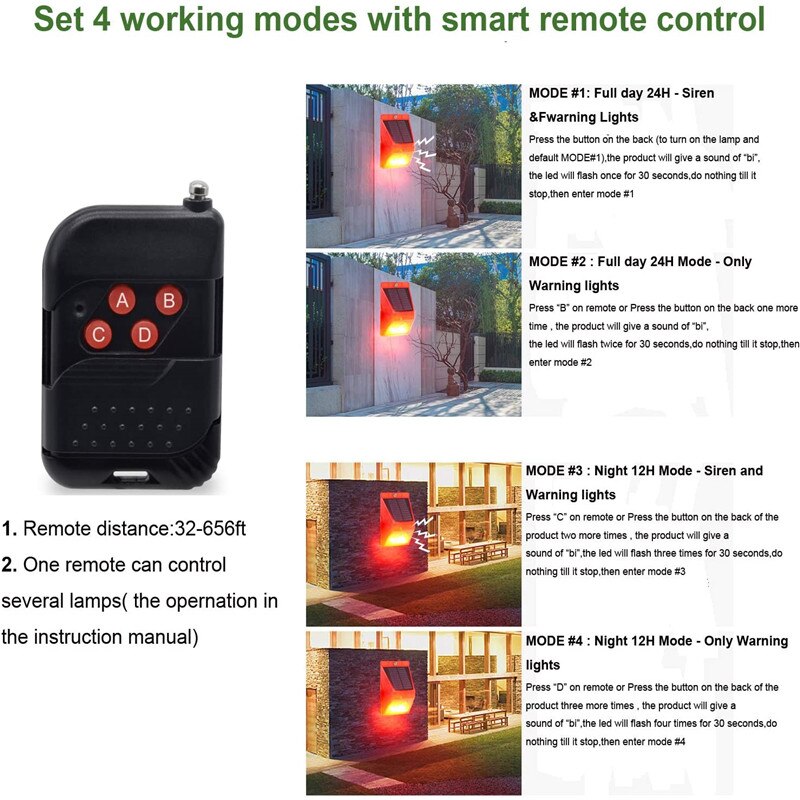 Multi-mode krop induktion infrarød lyd og lys sikkerhedsalarm system tyverialarm lys til hjemmet gård stald villa gård