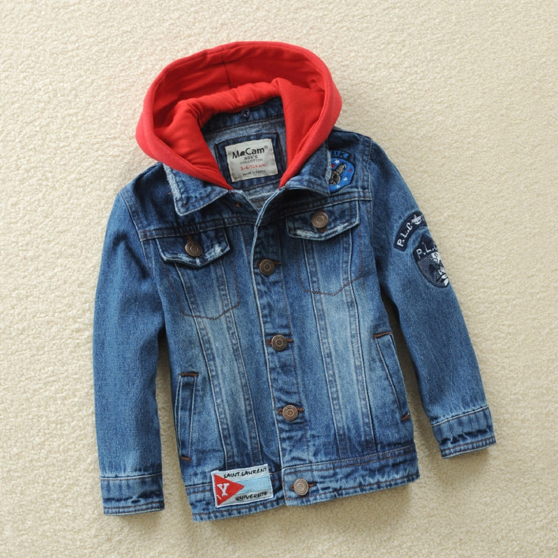 Veste d'automne en jean pour enfants et adolescents de 3 à 14 ans, manteau en Denim, vêtements d'extérieur à capuche,